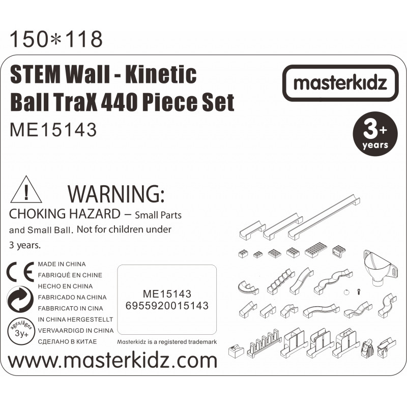 MASTERKIDZ Statybinis rinkinys Rutulinis takelis STEM lenta 440vnt