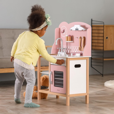 VIGA PolarB medinė virtuvė su priedais, sidabrinė - rožinė