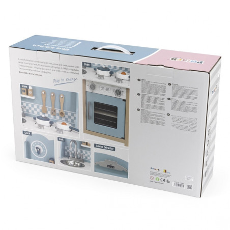 VIGA PolarB medinė virtuvė su priedais, sidabrinė - mėlyna VIGA PolarB medinė virtuvė su priedais, sidabrinė - mėlyna