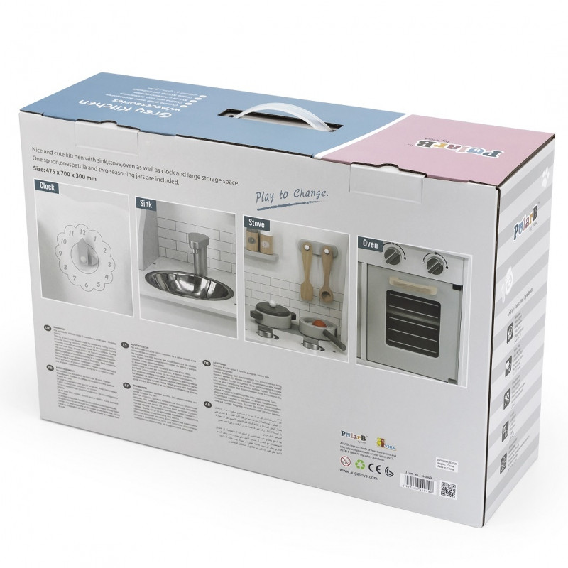 VIGA PolarB medinė virtuvė su priedais Eco Grey