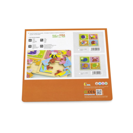 VIGA medinė vabzdžių dėlionė 4in1