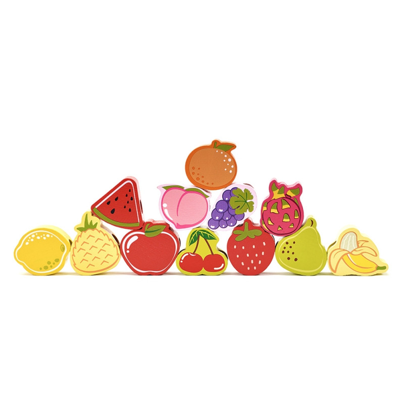 CLASSIC WORLD medinės kaladėlės vaisiams sriegti 13 vnt.