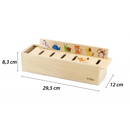 VIGA Drewniany Edukacyjny Sorter Gra Zwierzątka Owoce Warzywa Montessori
