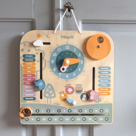 Деревянный календарь и часы Монтессори VIGA PolarB