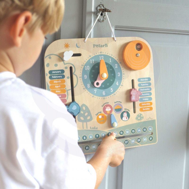 VIGA PolarB medinis Montessori kalendorius ir laikrodis