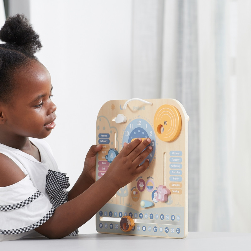 VIGA PolarB medinis Montessori kalendorius ir laikrodis