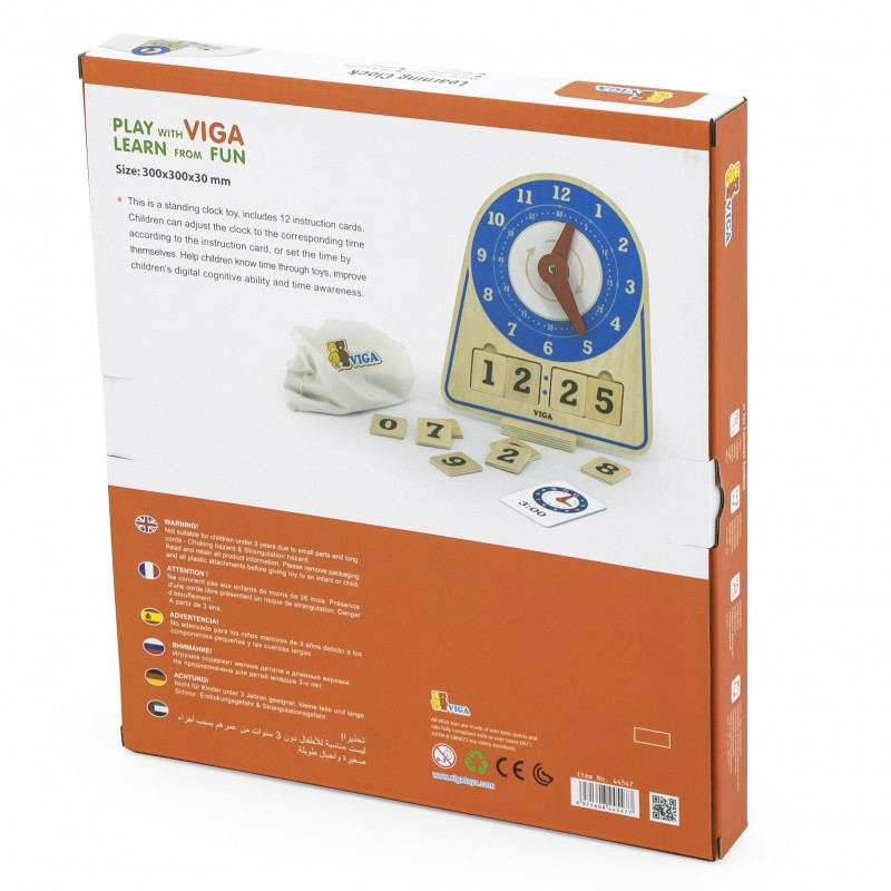 VIGA medinis laikrodis mokymosi Montessori laikrodis
