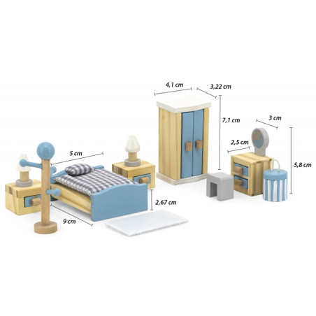 VIGA PolarB lėlių namelio miegamojo baldų komplektas VIGA PolarB lėlių namelio miegamojo baldų komplektas