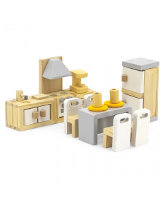 Кукольный домик VIGA PolarB, мебельный гарнитур для кухни и столовой 2