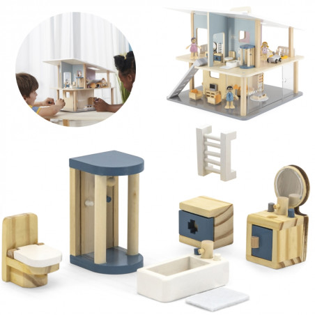 VIGA PolarB lėlių namelio baldų komplektas vonios kambarys