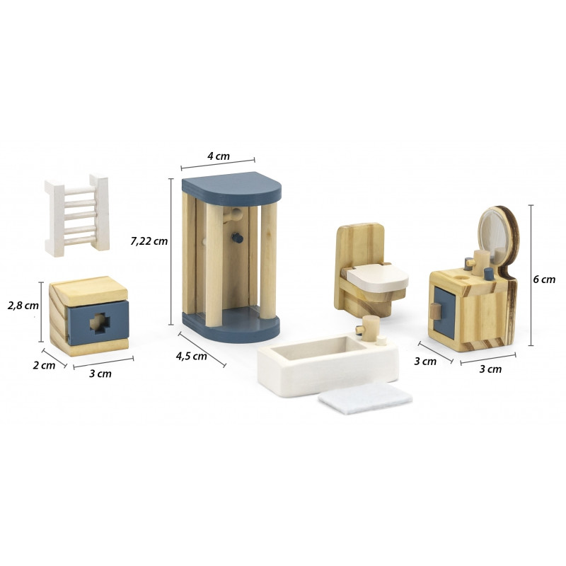 Комплект мебели для ванной комнаты для кукольного домика VIGA PolarB