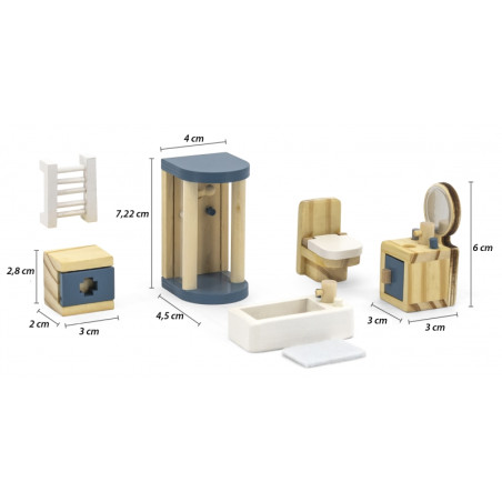Комплект мебели для ванной комнаты для кукольного домика VIGA PolarB