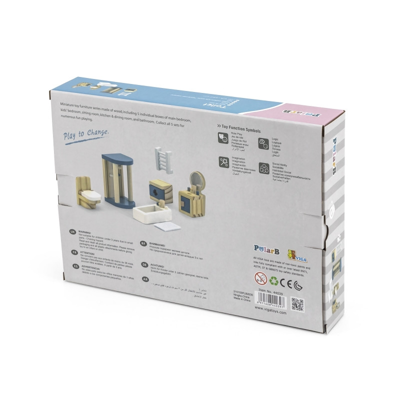 VIGA PolarB lėlių namelio baldų komplektas vonios kambarys