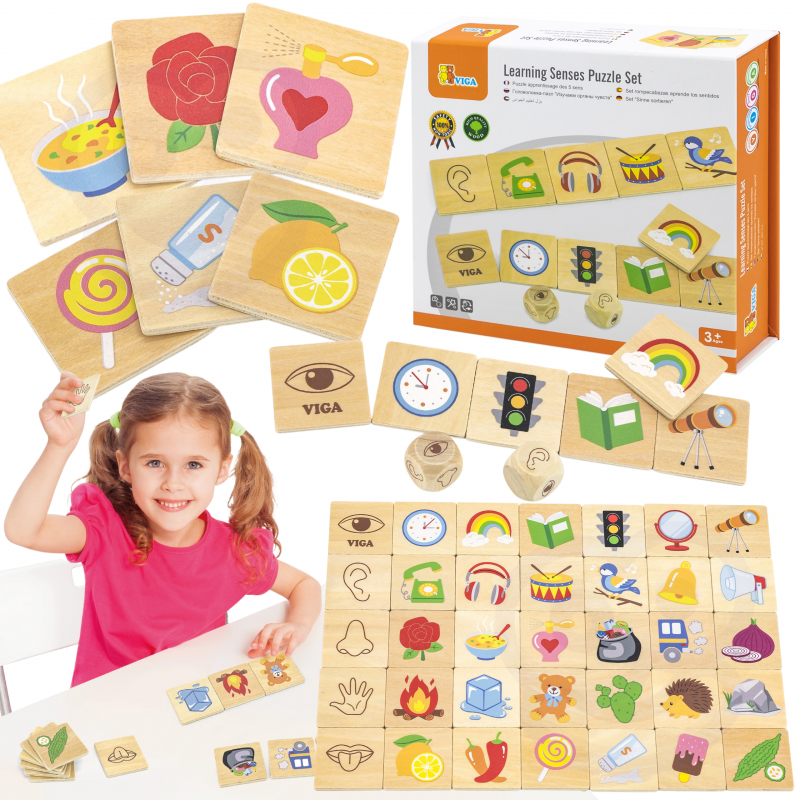 VIGA Edukacinė edukacinė dėlionė Teach Sort Senses 37 vnt. Montessori