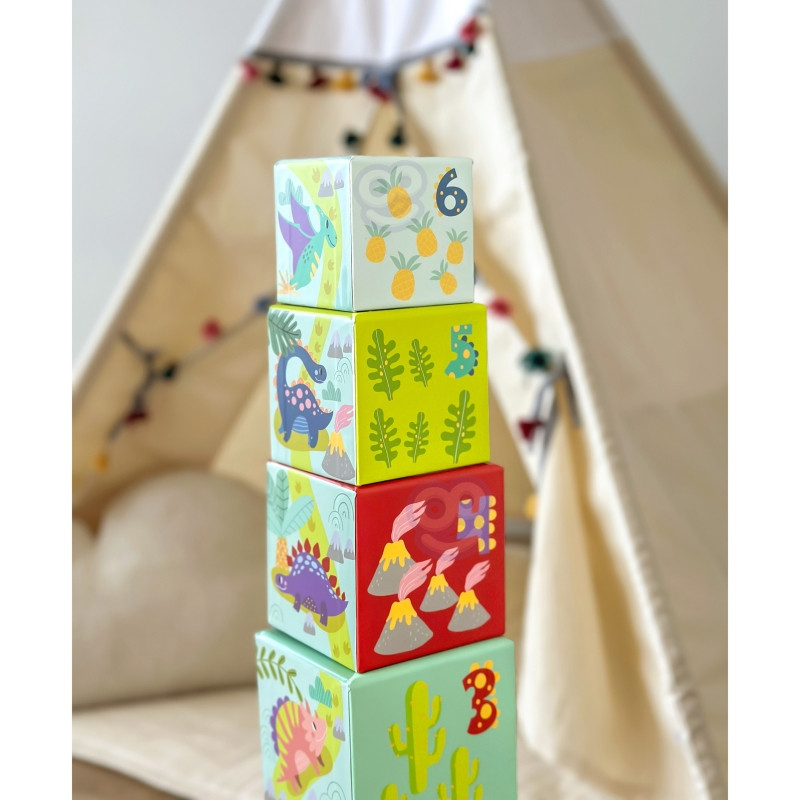 TOOKY TOY medinių kaladėlių edukacinė dėlionė + 6 žaidimo figūrėlės 12 vnt.