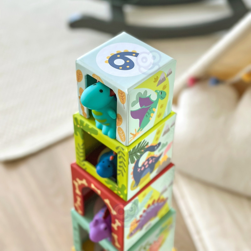 TOOKY TOY medinių kaladėlių edukacinė dėlionė + 6 žaidimo figūrėlės 12 vnt.