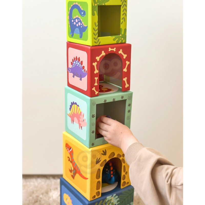 TOOKY TOY medinių kaladėlių edukacinė dėlionė + 6 žaidimo figūrėlės 12 vnt.