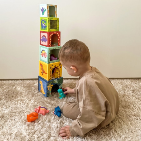 TOOKY TOY medinių kaladėlių edukacinė dėlionė + 6 žaidimo figūrėlės 12 vnt. TOOKY TOY medinių kaladėlių edukacinė dėlionė + 6 žaidimo figūrėlės 12 vnt.