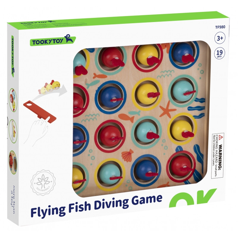 TOOKY TOY medinis stalas Skraidančios žuvies žaidimas vaikams 19 vnt.