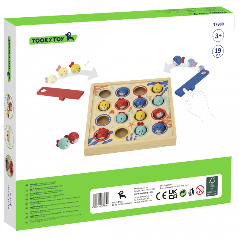 TOOKY TOY medinis stalas Skraidančios žuvies žaidimas vaikams 19 vnt.