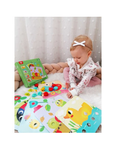 TOOKY TOY dėlionės kaladėlės vaikams gyvūnams atitikti mokymosi spalvų formos + lentos 2