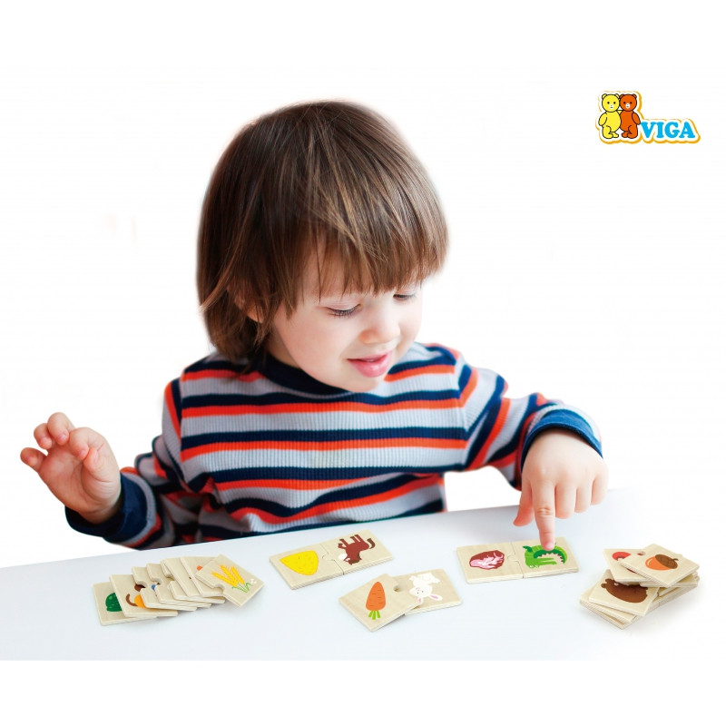 Деревянный пазл VIGA «Накорми животное» «Что едят животные»