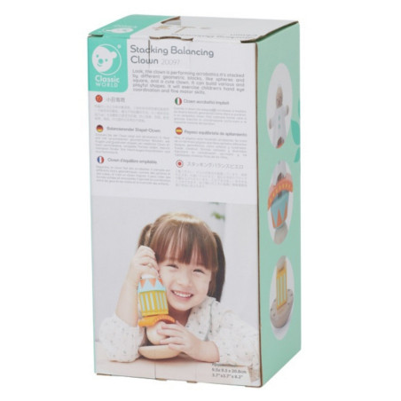 KLASIKINIS PASAULIS Medinė dėlionė piramidės blokai balansavimo linksmas klounas