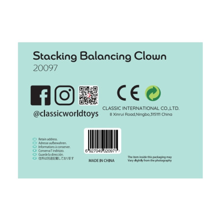 KLASIKINIS PASAULIS Medinė dėlionė piramidės blokai balansavimo linksmas klounas