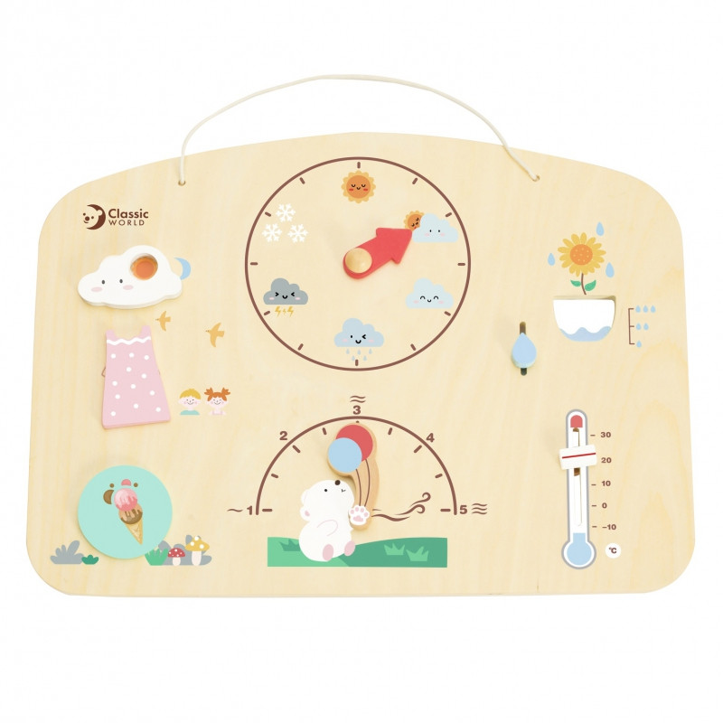 CLASSIC WORLD Развивающая доска Барометр Обучающая для детей Метеостанция Ветер Температура 9 шт.
