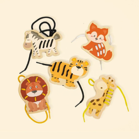 CLASSIC WORLD Mediniai batų raišteliai susipynę sriegimo gyvūnai Afrika 10 vnt.