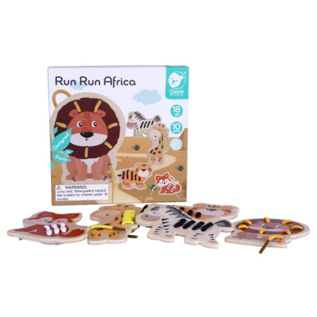 CLASSIC WORLD Mediniai batų raišteliai susipynę sriegimo gyvūnai Afrika 10 vnt.