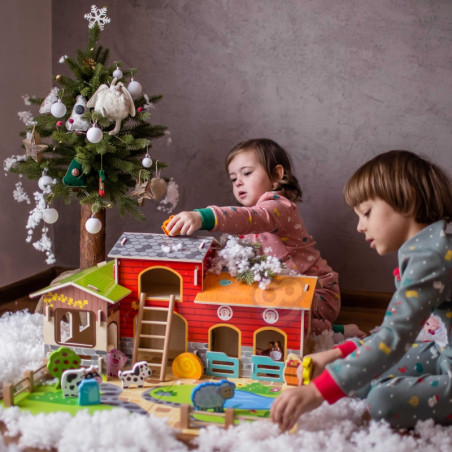 WOOPIE GREEN Mega ūkio gyvūnų figūrėlės stabilus karvidės vištienos kooperatyvas 18 vnt.