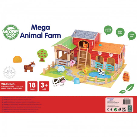 WOOPIE GREEN Mega Farma Figurki Zwierząt Stajnia Obora Kurnik 18 el.