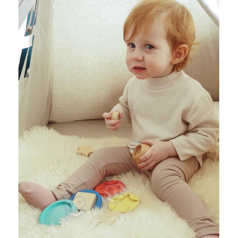 TOOKY TOY Деревянный пазл в форме пирамидки Плюшевый мишка 11 шт.