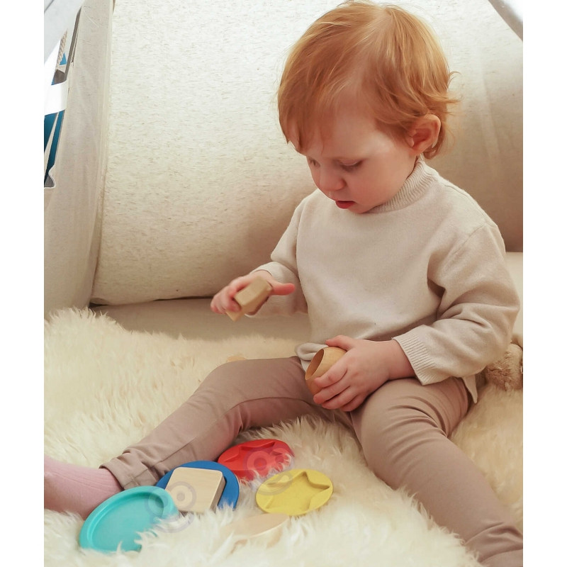 TOOKY TOY Medinė dėlionė Piramidės formos Meškiukas 11 vnt.