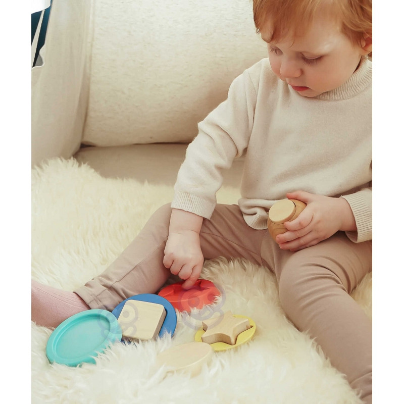 TOOKY TOY Medinė dėlionė Piramidės formos Meškiukas 11 vnt.