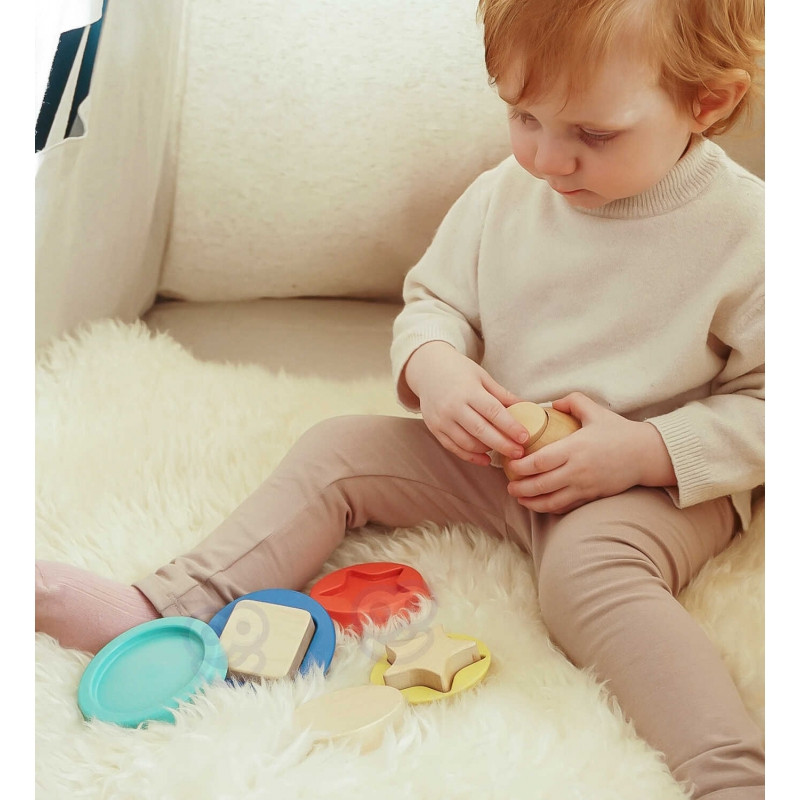 TOOKY TOY Medinė dėlionė Piramidės formos Meškiukas 11 vnt.