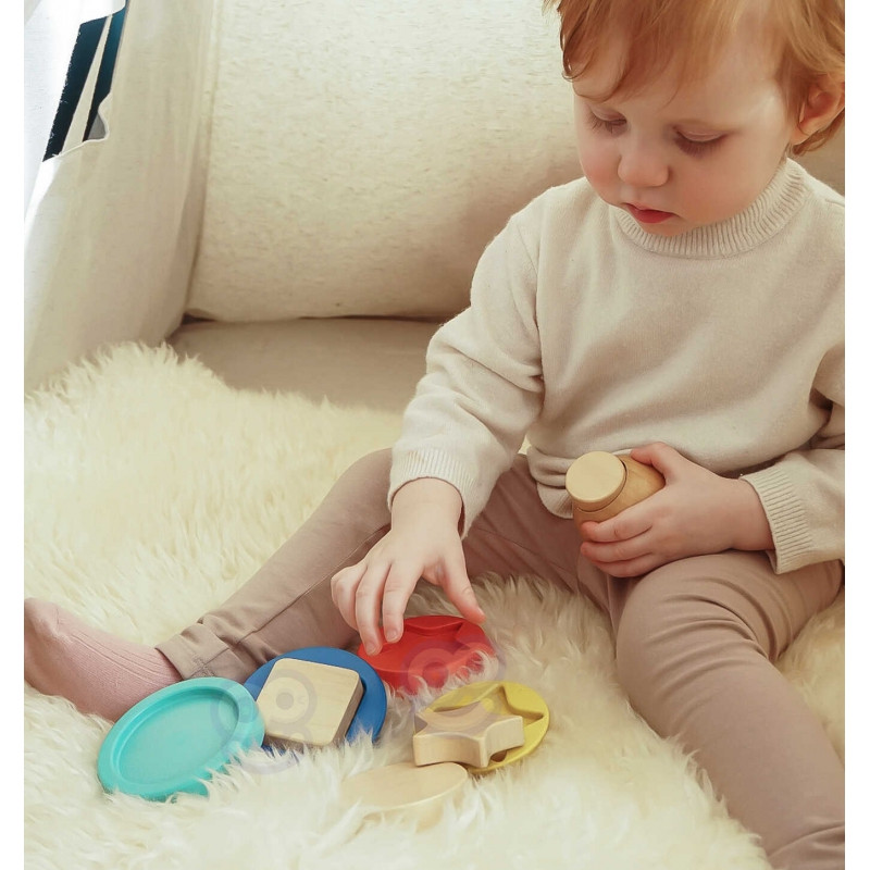 TOOKY TOY Деревянный пазл в форме пирамидки Плюшевый мишка 11 шт.