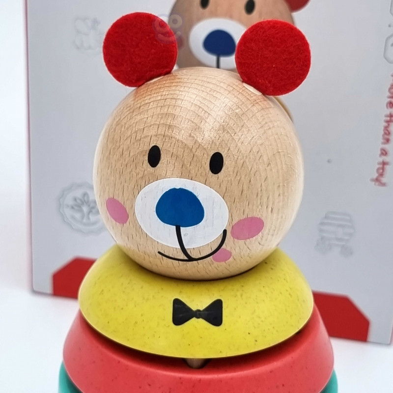 TOOKY TOY Medinė dėlionė Piramidės formos Meškiukas 11 vnt.