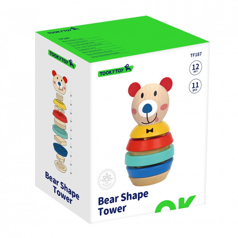 TOOKY TOY Деревянный пазл в форме пирамидки Плюшевый мишка 11 шт.