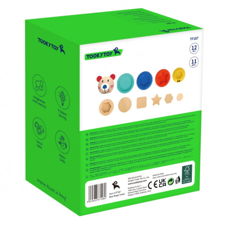 TOOKY TOY Medinė dėlionė Piramidės formos Meškiukas 11 vnt.