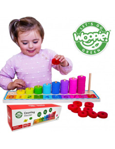 WOOPIE GREEN Montessori skaičiavimo ir spalvų dėlionė 56 vnt.
