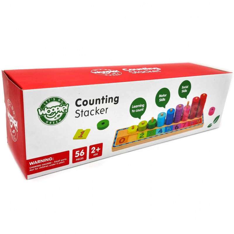 WOOPIE GREEN Монтессори-пазл «Учимся считать и раскрашивать», 56 предметов.