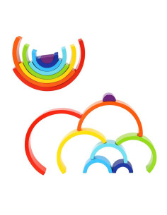 TOOKY TOY medinės vaivorykštės dėlionės statybiniai blokai Creative Montessori FSC sertifikatas 2