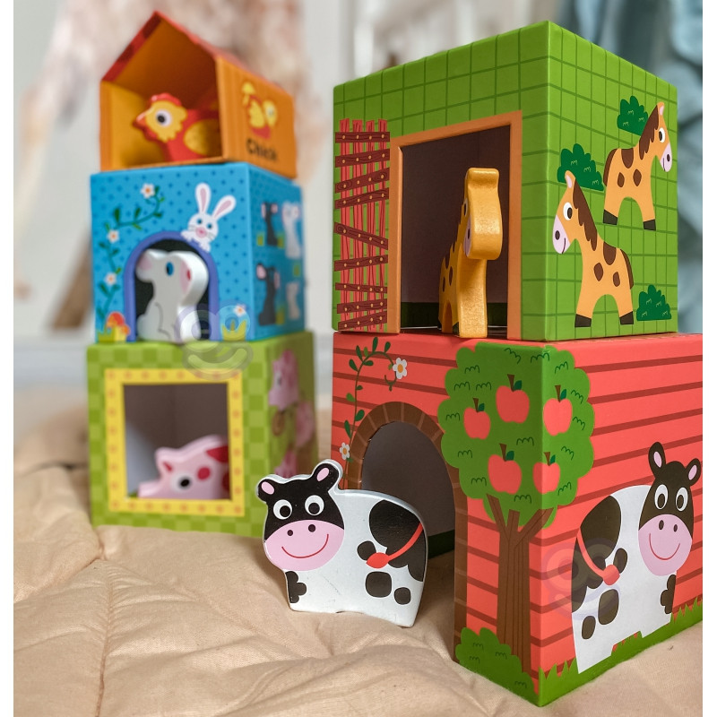 WOOPIE GREEN Puzzle Cube Farm dėžutėse + Figūrėlės 10 vnt.