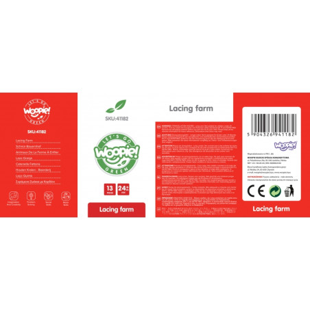 WOOPIE GREEN medinės kaladėlės gyvūnų sriegimui Farm 13 vnt. WOOPIE GREEN medinės kaladėlės gyvūnų sriegimui Farm 13 vnt.
