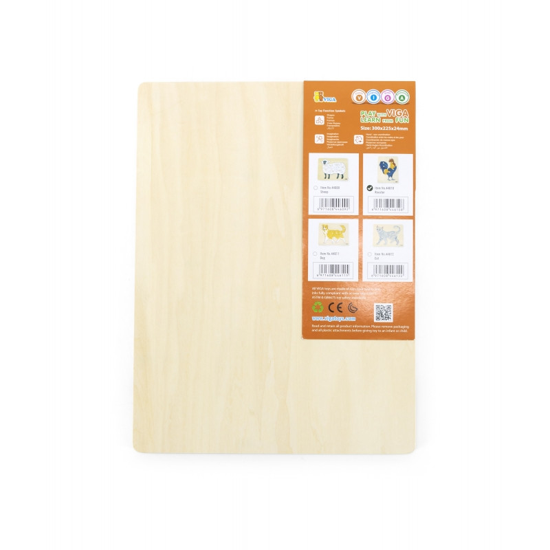 VIGA medinis Montessori dėlionės gaidys su nykščio segtukais