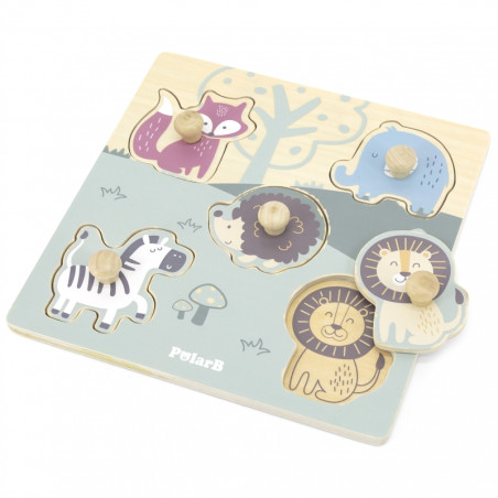 VIGA PolarB medinė dėlionė Gyvūnai su nykščio segtukais