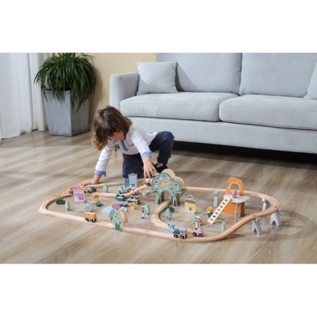 VIGA PolarB Drewniana kolejka dla dzieci Pociąg Tor 90 elementów VIGA PolarB Drewniana kolejka dla dzieci Pociąg Tor 90 elementów
