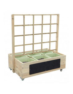 CLASSIC WORLD EDU Medinė gėlių lova ant ratukų sodui + lenta